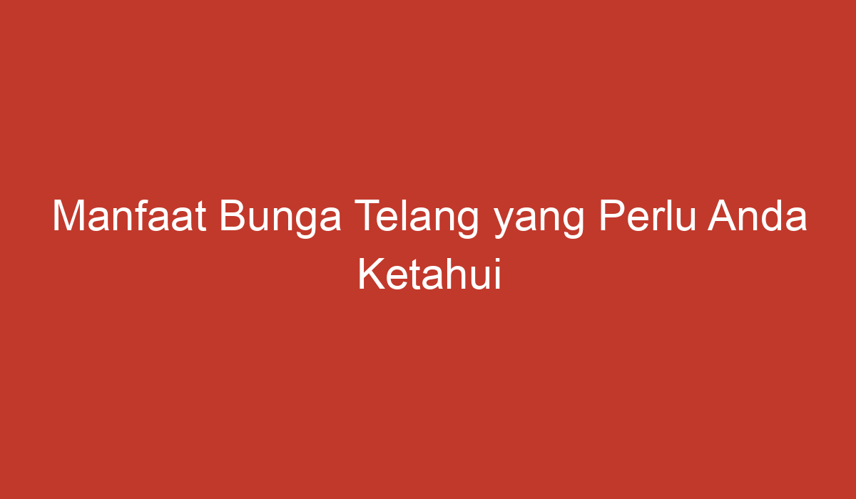 Manfaat Bunga Telang Yang Perlu Anda Ketahui