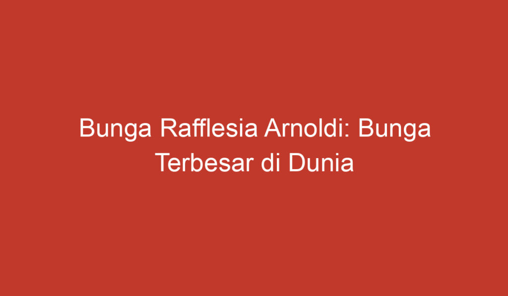 Bunga Rafflesia Arnoldi: Bunga Terbesar di Dunia yang Mengagumkan