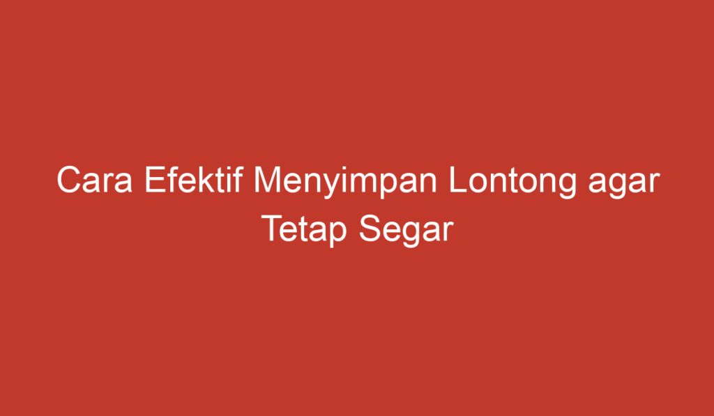 Cara Efektif Menyimpan Lontong agar Tetap Segar