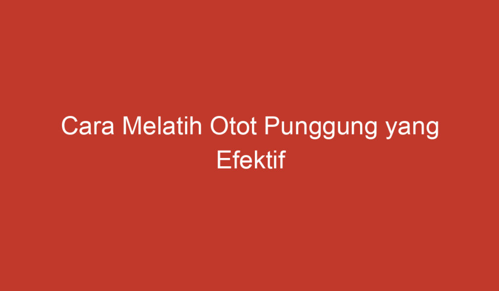 Cara Melatih Otot Punggung yang Efektif