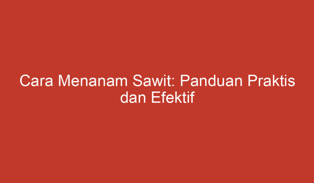 Cara Menanam Sawit: Panduan Praktis dan Efektif