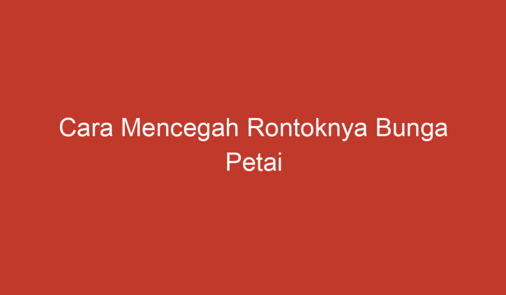 Cara Mencegah Rontoknya Bunga Petai