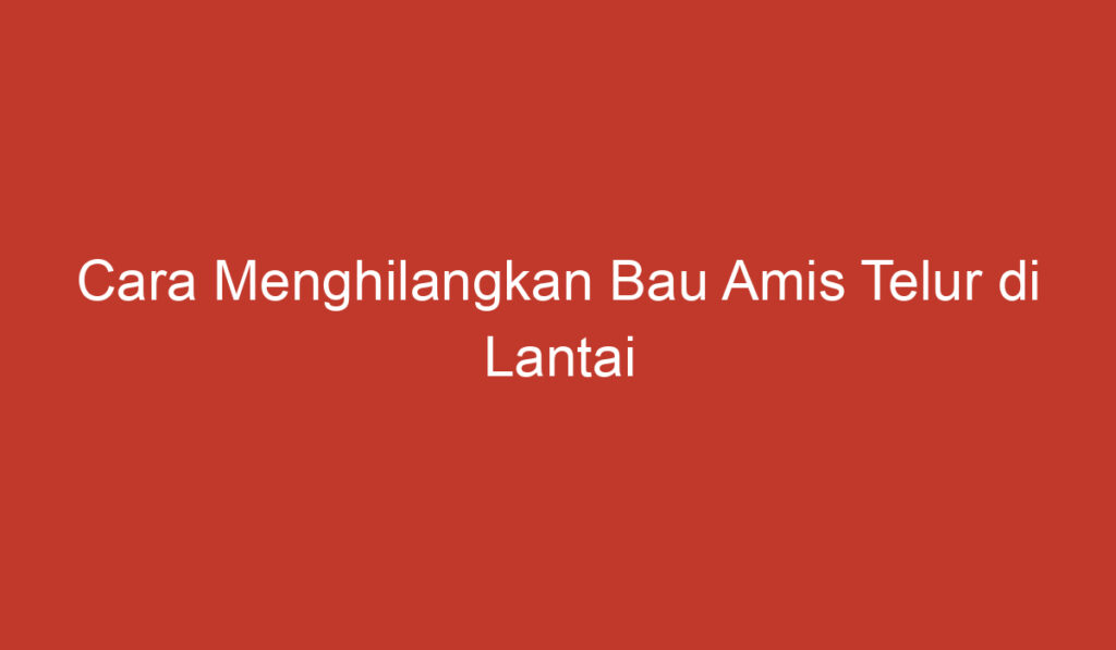 Cara Menghilangkan Bau Amis Telur di Lantai dengan Mudah