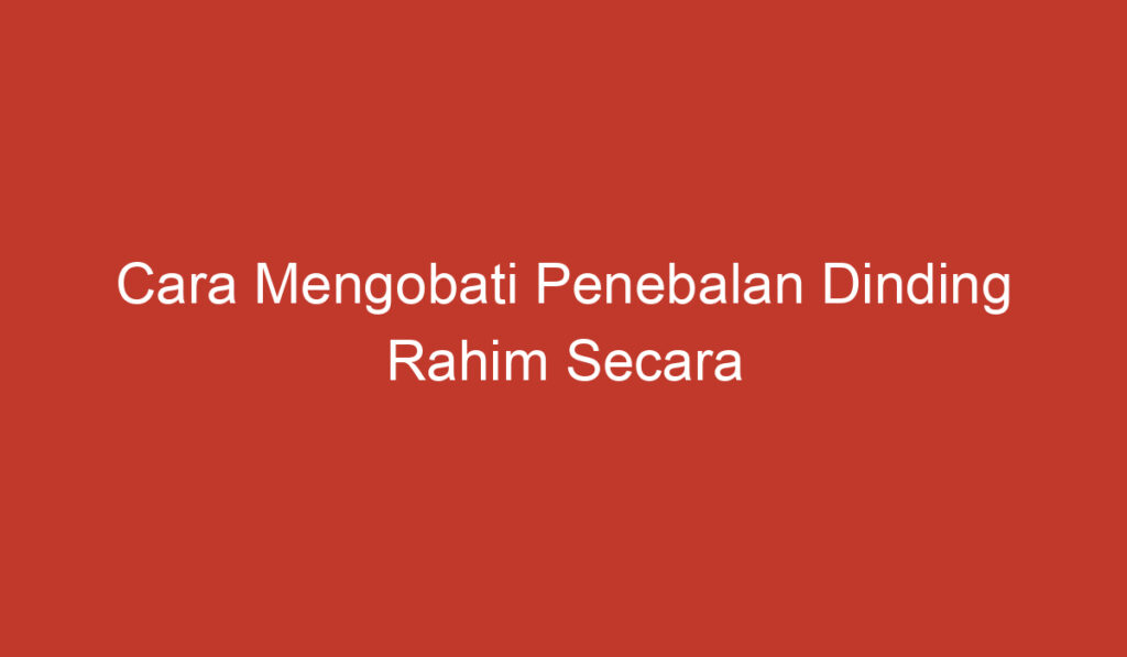 Cara Mengobati Penebalan Dinding Rahim Secara Alami