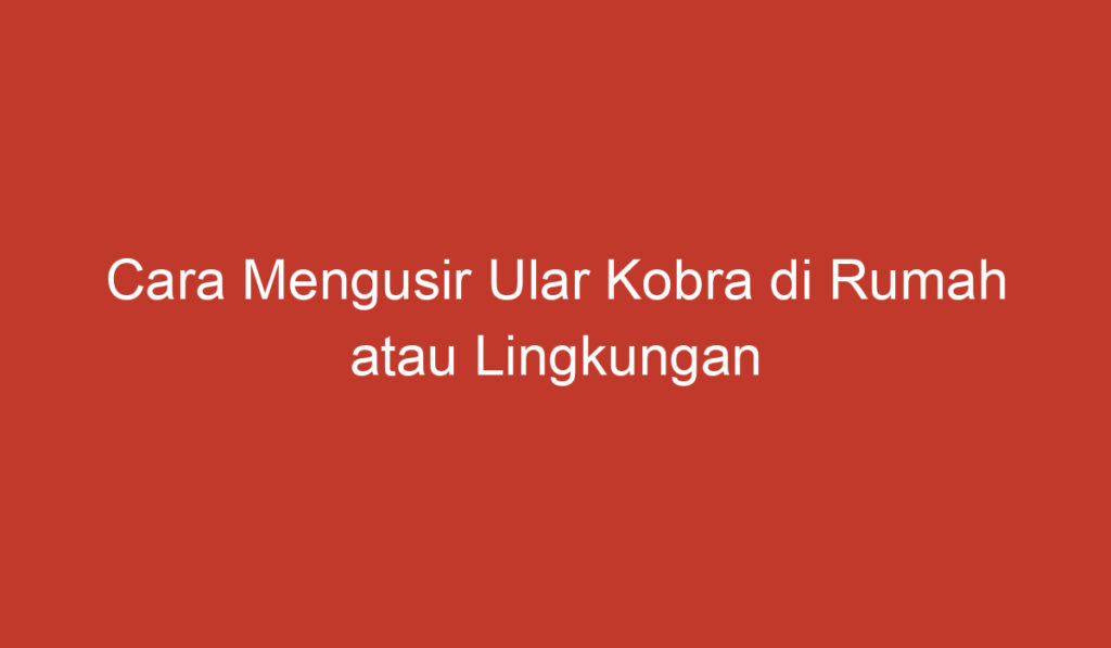 Cara Mengusir Ular Kobra di Rumah atau Lingkungan Sekitar