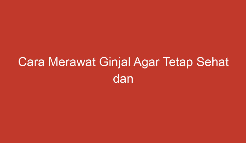 Cara Merawat Ginjal Agar Tetap Sehat dan Fungsional