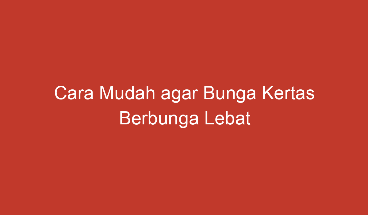 Cara Mudah agar Bunga Kertas Berbunga Lebat