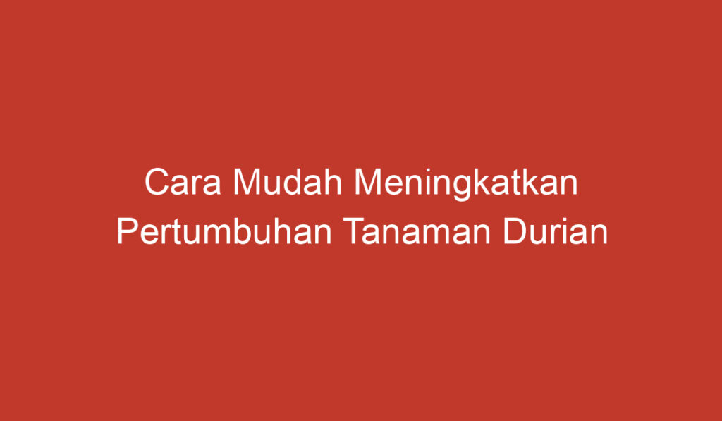 Cara Mudah Meningkatkan Pertumbuhan Tanaman Durian