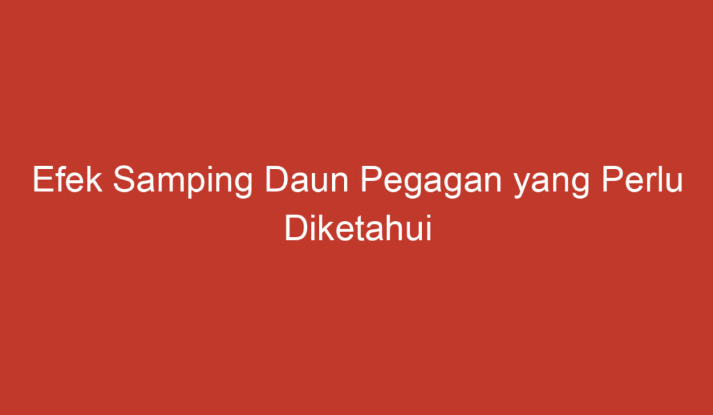 Efek Samping Daun Pegagan yang Perlu Diketahui