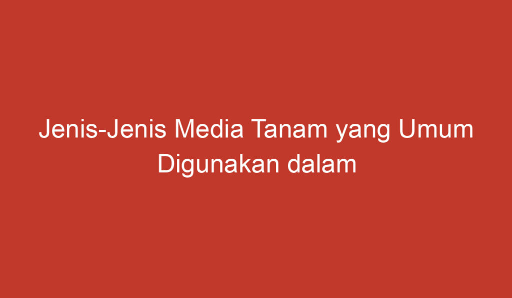 Jenis Jenis Media Tanam yang Umum Digunakan dalam Bertanam