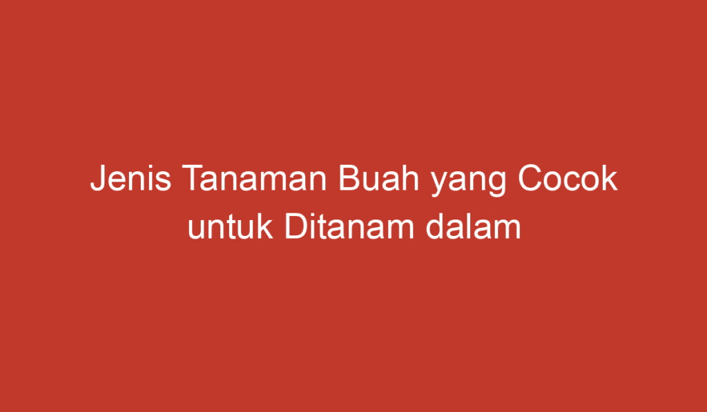 Jenis Tanaman Buah yang Cocok untuk Ditanam dalam Pot