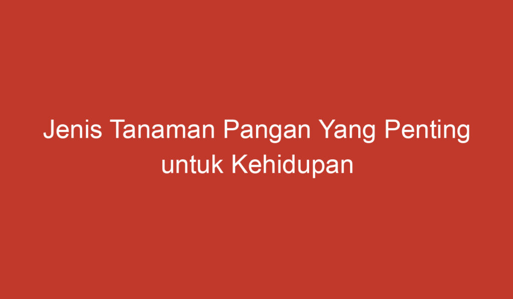 Jenis Tanaman Pangan Yang Penting untuk Kehidupan Manusia