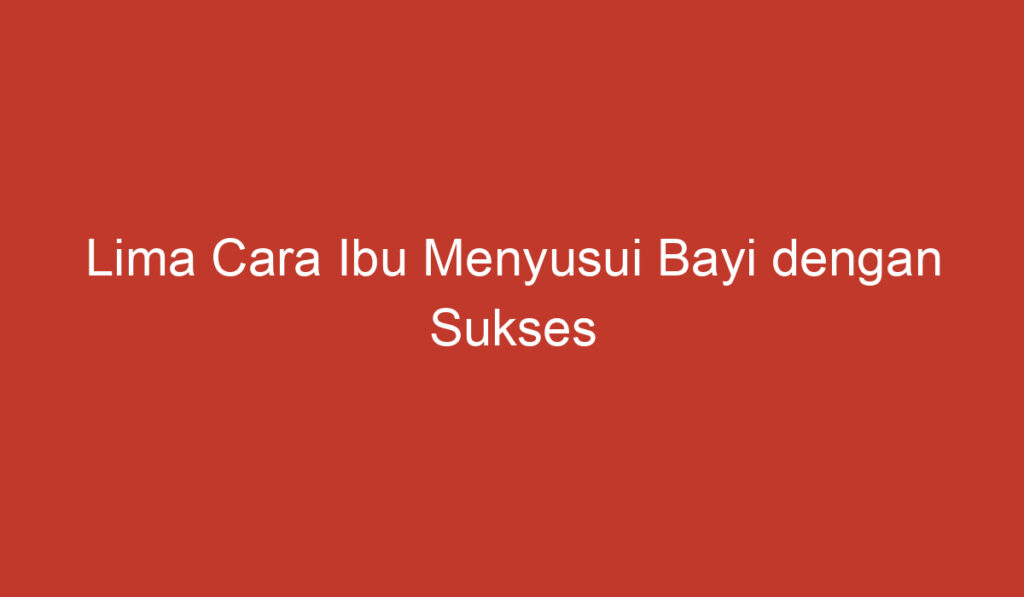 Lima Cara Ibu Menyusui Bayi dengan Sukses