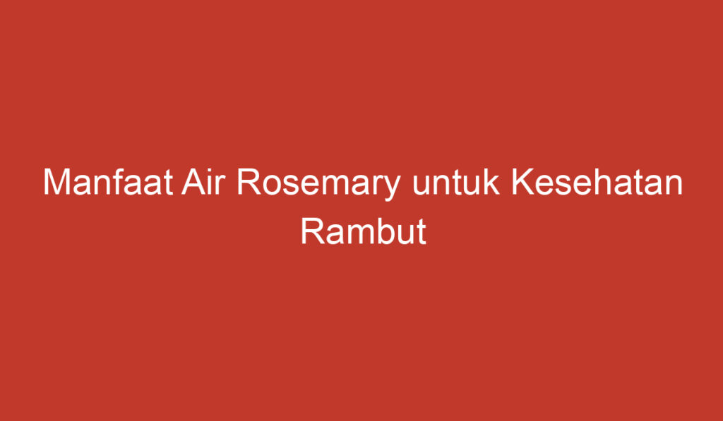 Manfaat Air Rosemary untuk Kesehatan Rambut