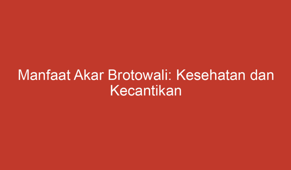 Manfaat Akar Brotowali: Kesehatan dan Kecantikan yang Luar Biasa