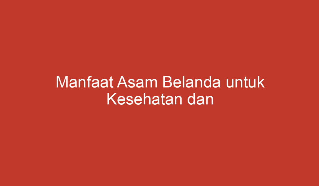 Manfaat Asam Belanda untuk Kesehatan dan Kecantikan