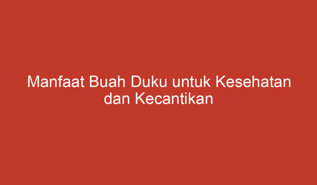 Manfaat Buah Duku untuk Kesehatan dan Kecantikan