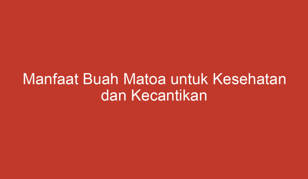 Manfaat Buah Matoa untuk Kesehatan dan Kecantikan