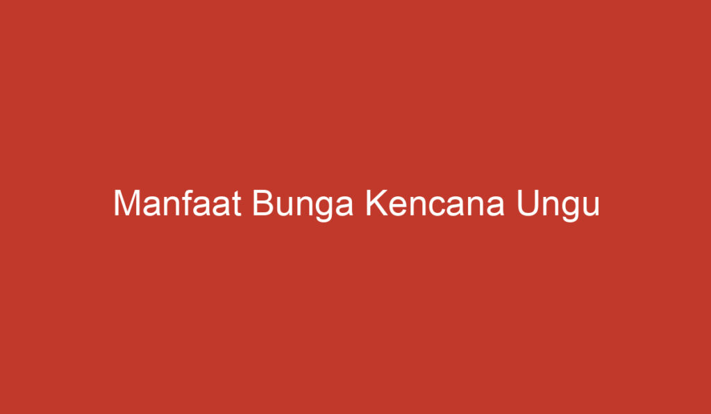 Manfaat Bunga Kencana Ungu