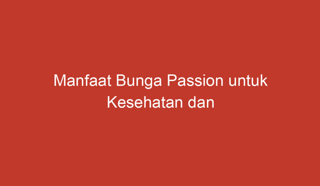 Manfaat Bunga Passion untuk Kesehatan dan Ketenangan