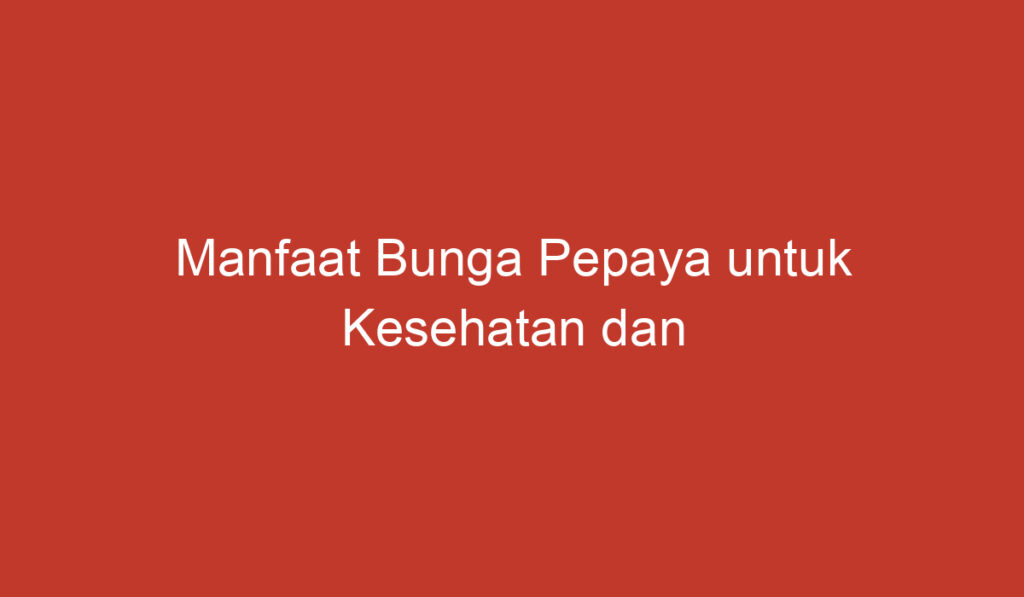 Manfaat Bunga Pepaya untuk Kesehatan dan Kecantikan