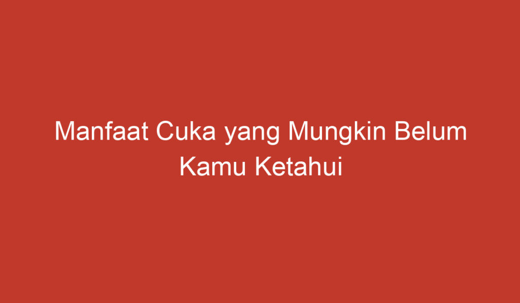 Manfaat Cuka yang Mungkin Belum Kamu Ketahui