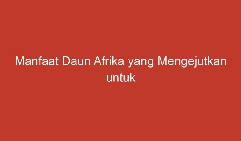 Manfaat Daun Afrika yang Mengejutkan untuk Kesehatan Anda