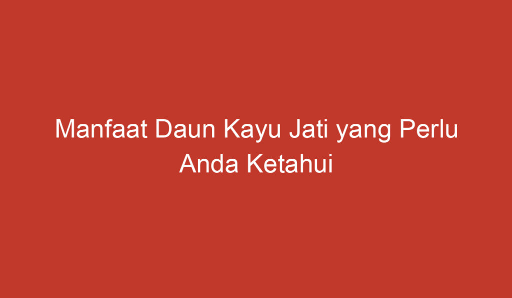 Manfaat Daun Kayu Jati yang Perlu Anda Ketahui