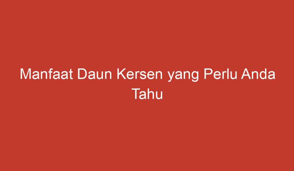 Manfaat Daun Kersen yang Perlu Anda Tahu