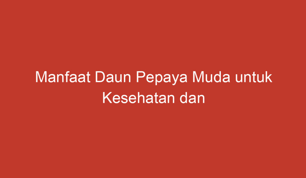 Manfaat Daun Pepaya Muda untuk Kesehatan dan Kecantikan