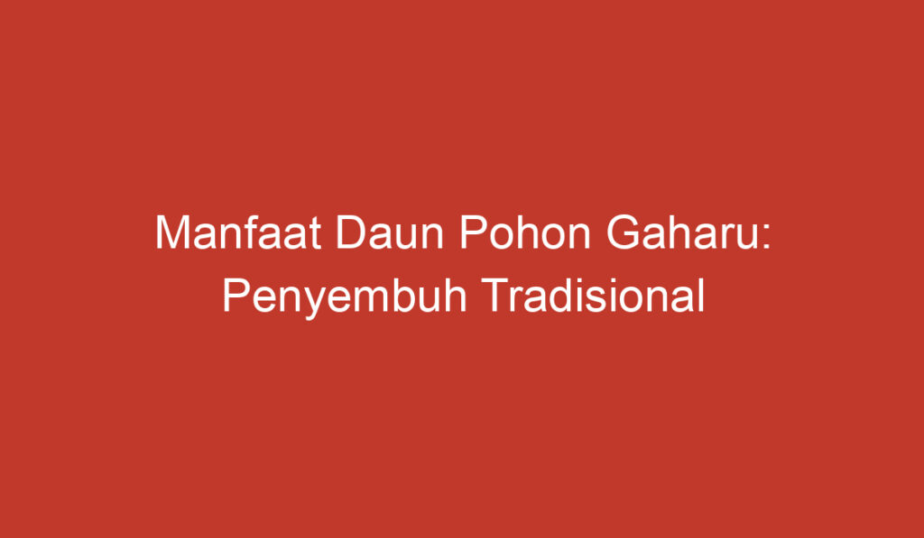 Manfaat Daun Pohon Gaharu: Penyembuh Tradisional yang Beragam