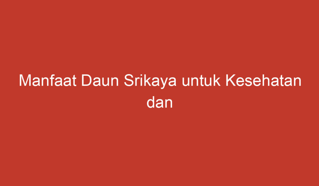 Manfaat Daun Srikaya untuk Kesehatan dan Kecantikan