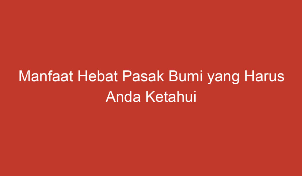 Manfaat Hebat Pasak Bumi yang Harus Anda Ketahui