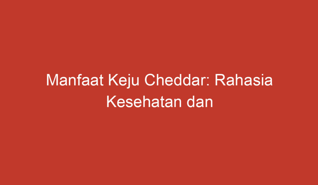 Manfaat Keju Cheddar: Rahasia Kesehatan dan Kelezatan dalam Satu Gigitan