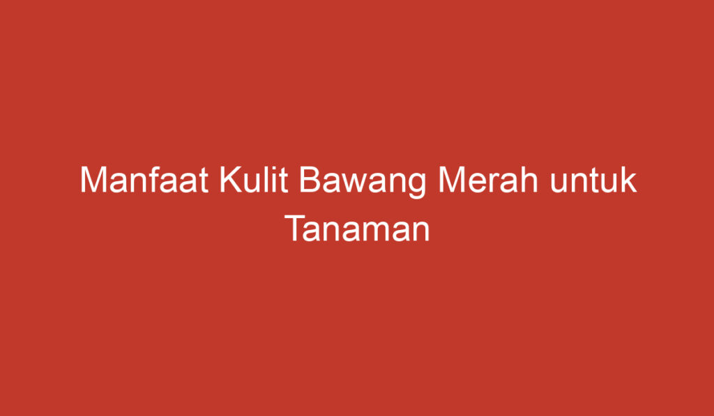 Manfaat Kulit Bawang Merah untuk Tanaman