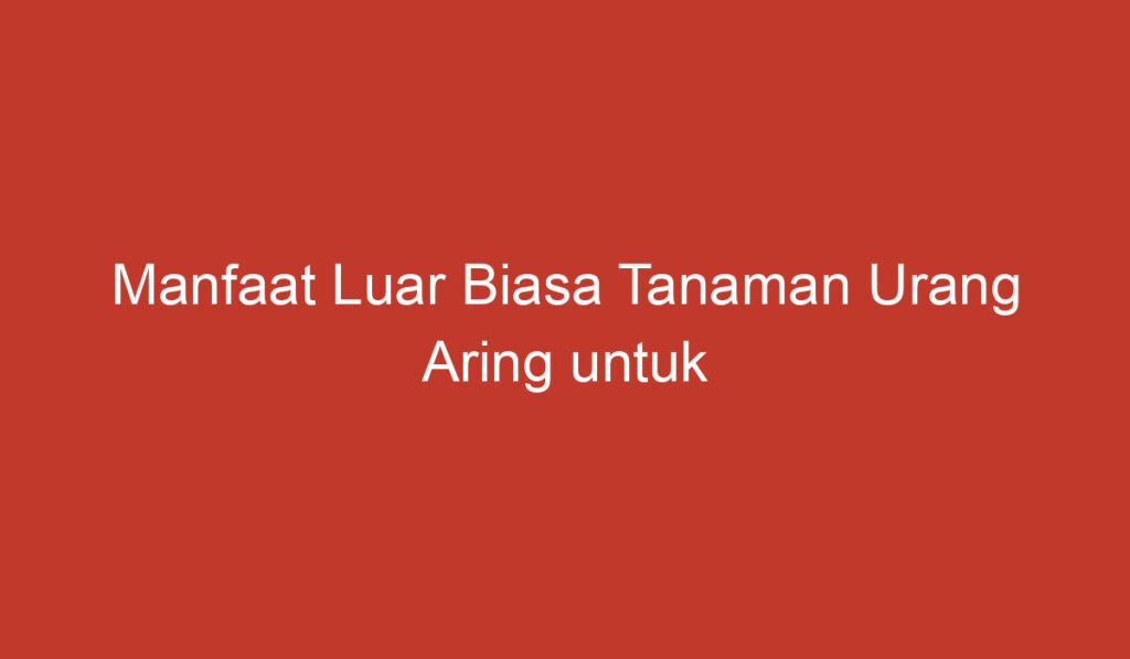 Manfaat Luar Biasa Tanaman Urang Aring untuk Kesehatan