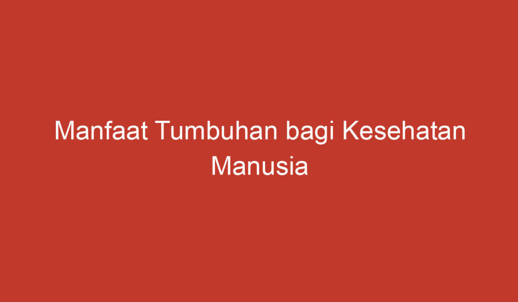 Manfaat Tumbuhan bagi Kesehatan Manusia