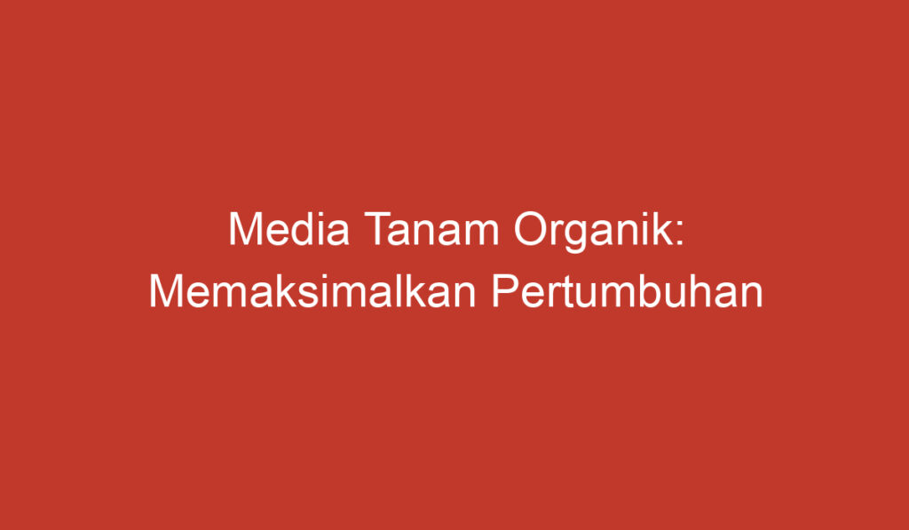 Media Tanam Organik: Memaksimalkan Pertumbuhan Tanaman secara Alami