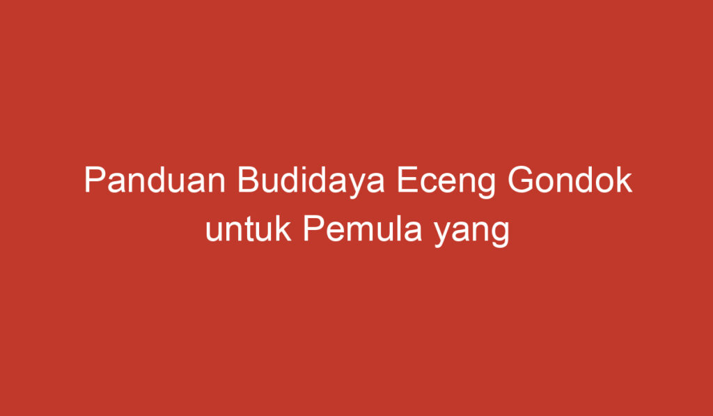 Panduan Budidaya Eceng Gondok untuk Pemula yang Sukses