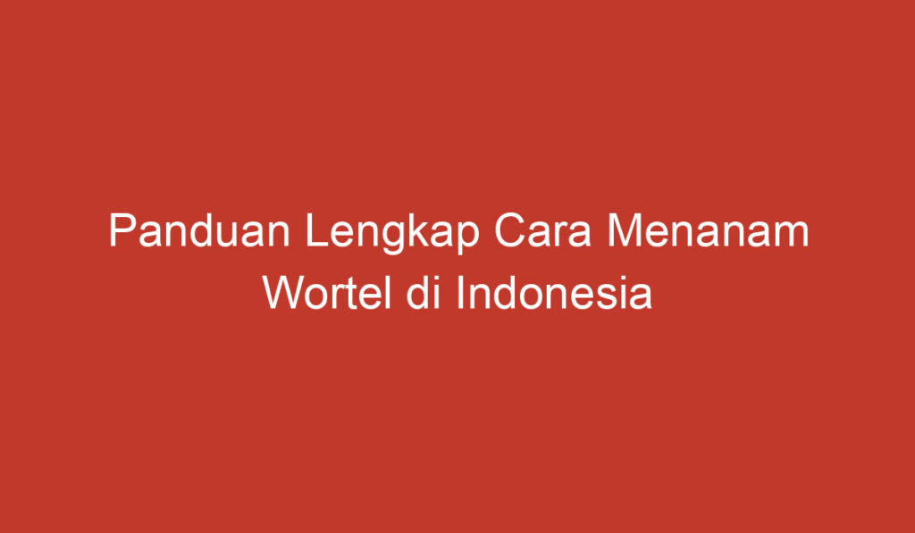 Panduan Lengkap Cara Menanam Wortel di Indonesia