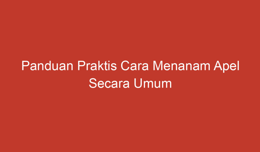 Panduan Praktis Cara Menanam Apel Secara Umum