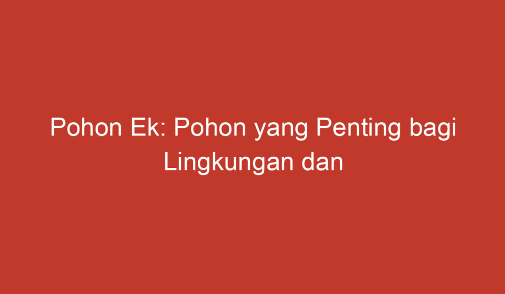 Pohon Ek: Pohon yang Penting bagi Lingkungan dan Kehidupan Manusia