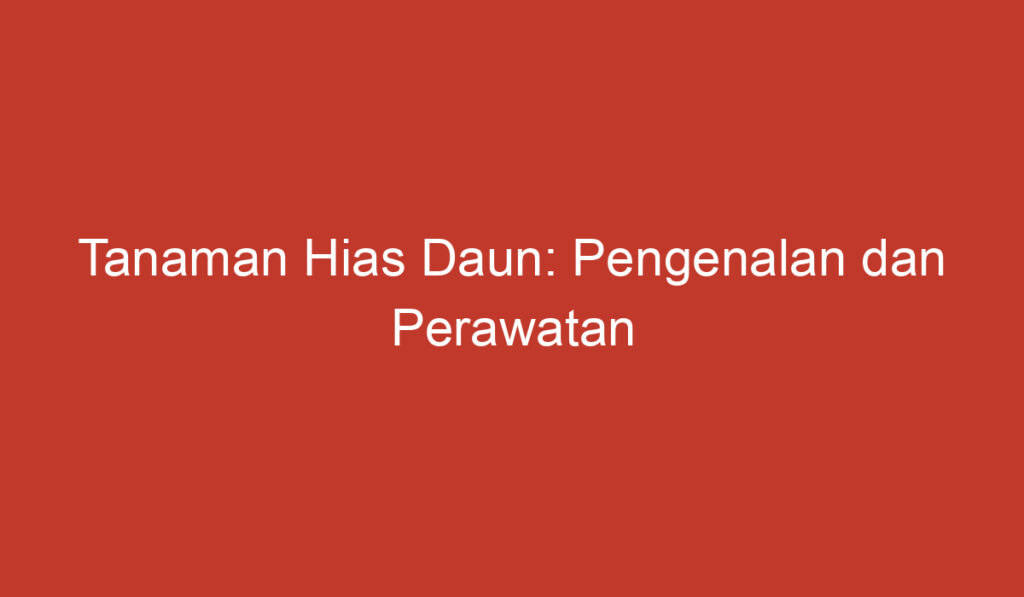 Tanaman Hias Daun: Pengenalan dan Perawatan