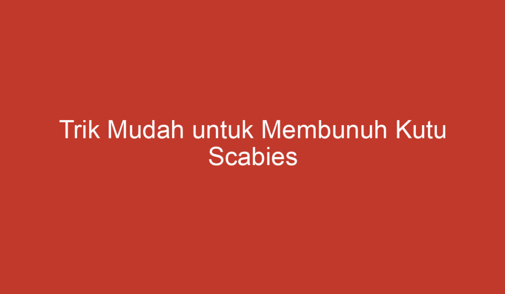 Trik Mudah untuk Membunuh Kutu Scabies