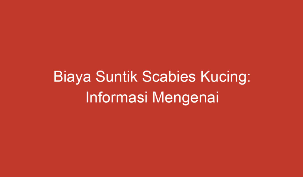 Biaya Suntik Scabies Kucing: Informasi Mengenai Harga dan Perawatan