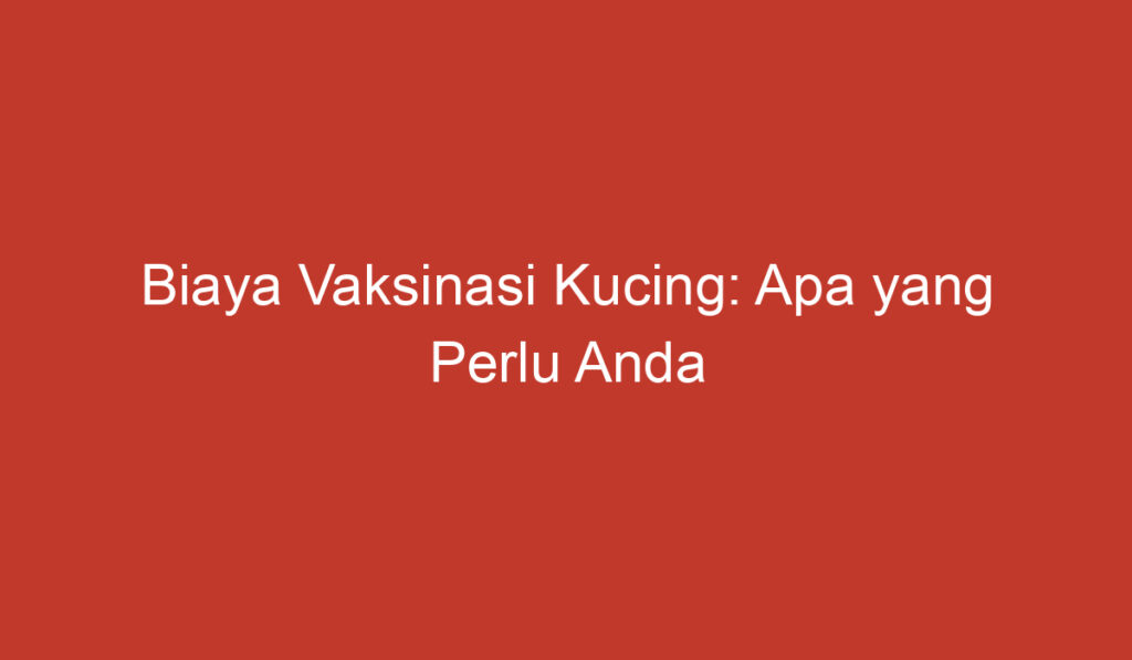 Biaya Vaksinasi Kucing: Apa yang Perlu Anda Ketahui?