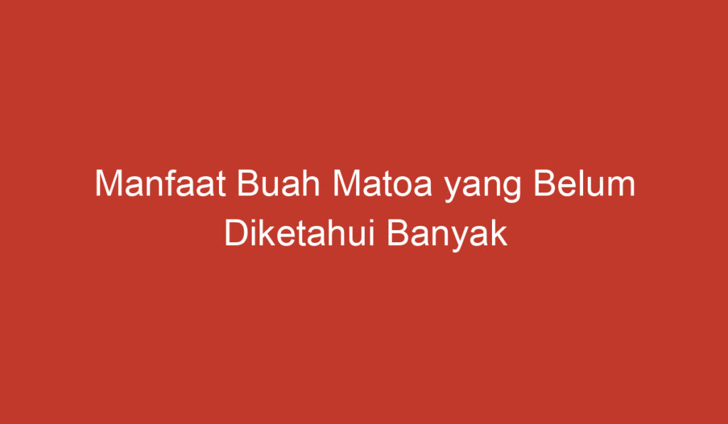 Manfaat Buah Matoa yang Belum Diketahui Banyak Orang