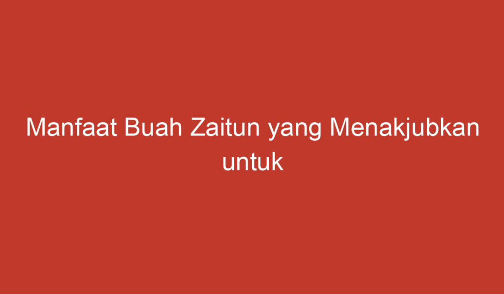 Manfaat Buah Zaitun yang Menakjubkan untuk Kesehatan Anda