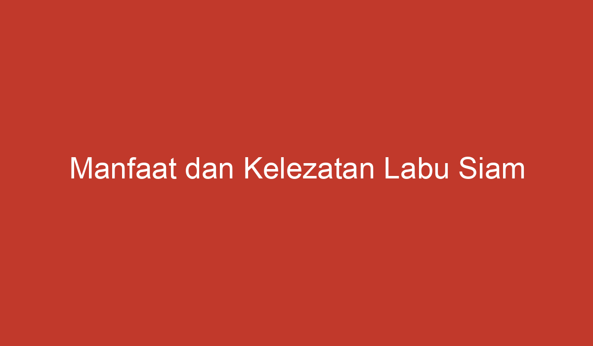 Manfaat Dan Kelezatan Labu Siam